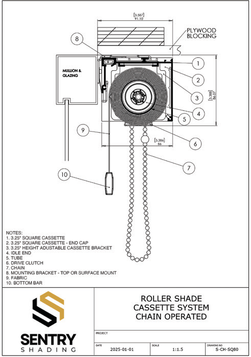 Manual Chain Operated 4 inch Cassette shop drawing